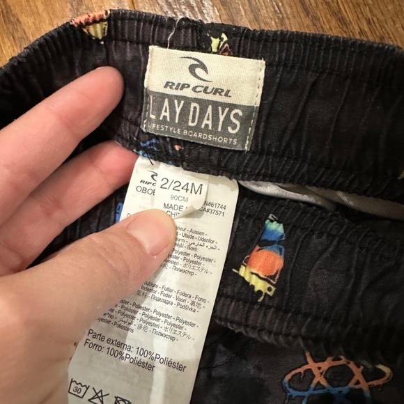 Rip Curl Lay Days Black Print Swim Trunks Baby Size 24M - Picture 3 of 4